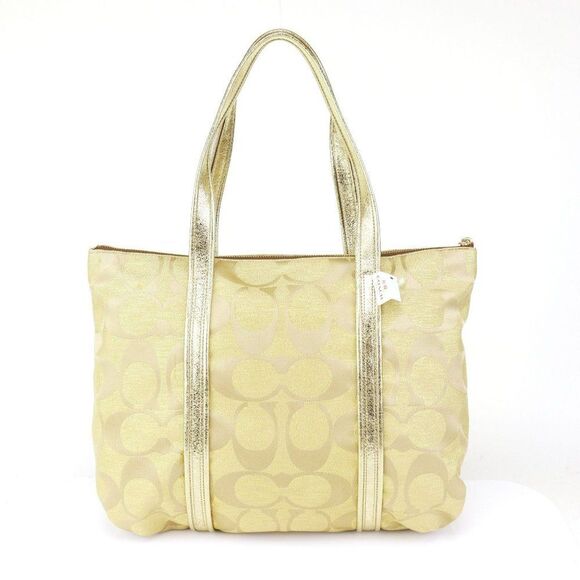 NWT Coach Signature Glam Tote w Three Bag Charms GOLD - Picture 7 of 10